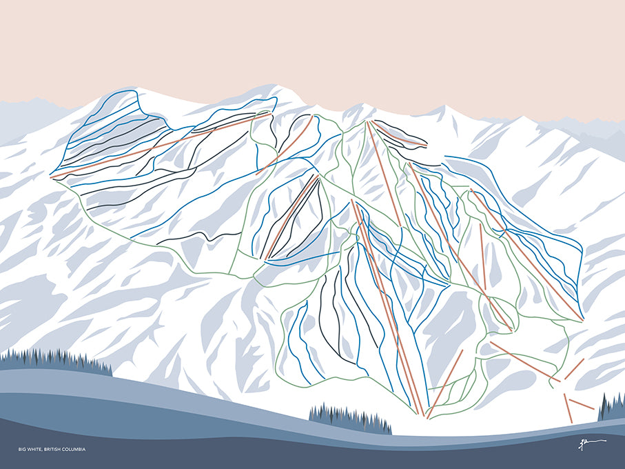 big white bc trail map art print