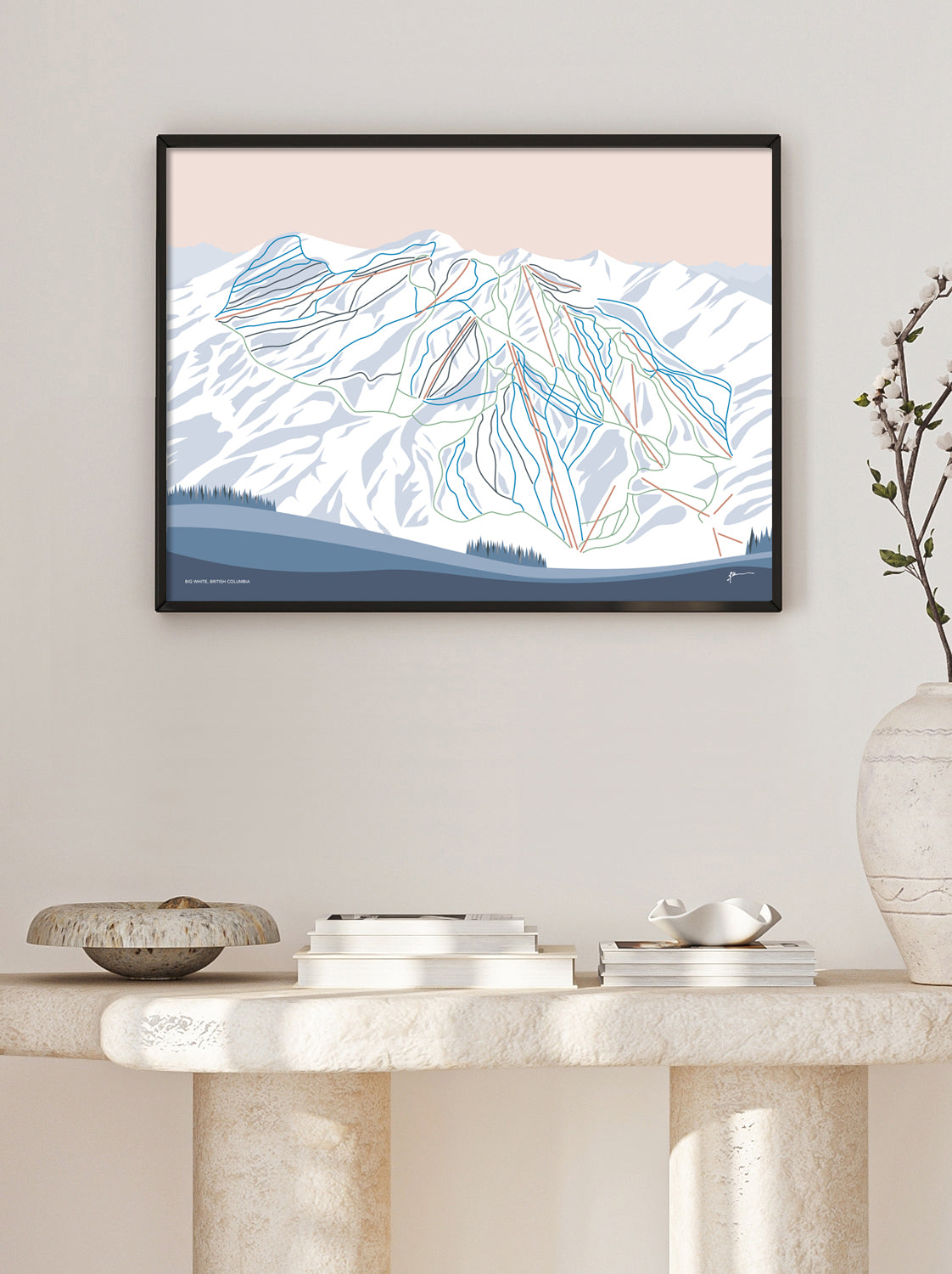 big white trail map poster