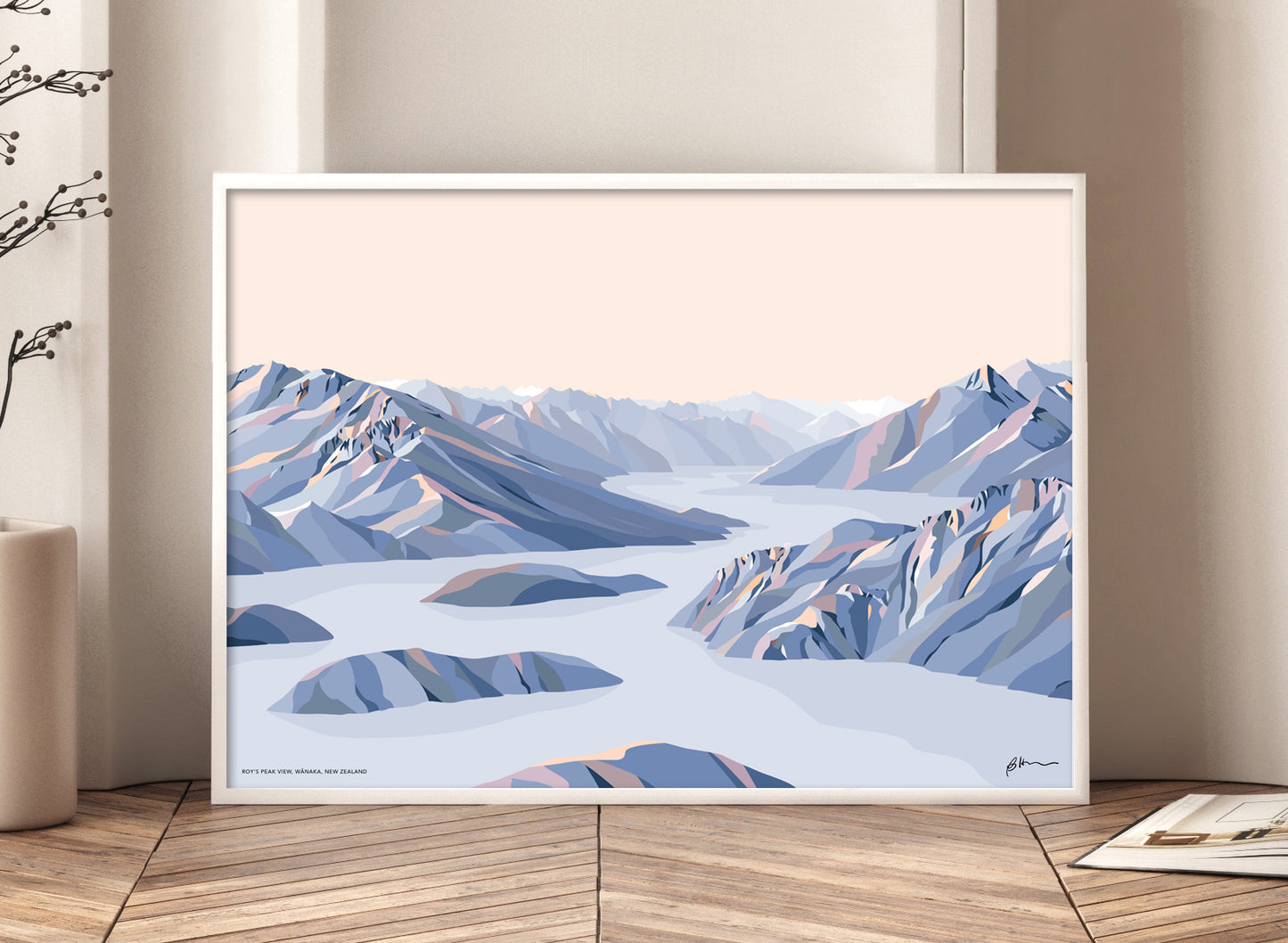 Roy's Peak View, Lake Wānaka, New Zealand Modern Mountain Art Print
