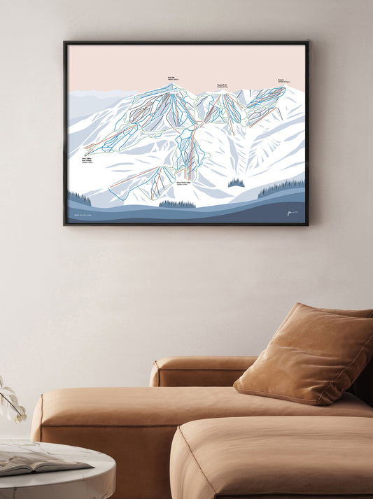 DEER VALLEY, UTAH. Modern Mountain Trail Map Wall Art