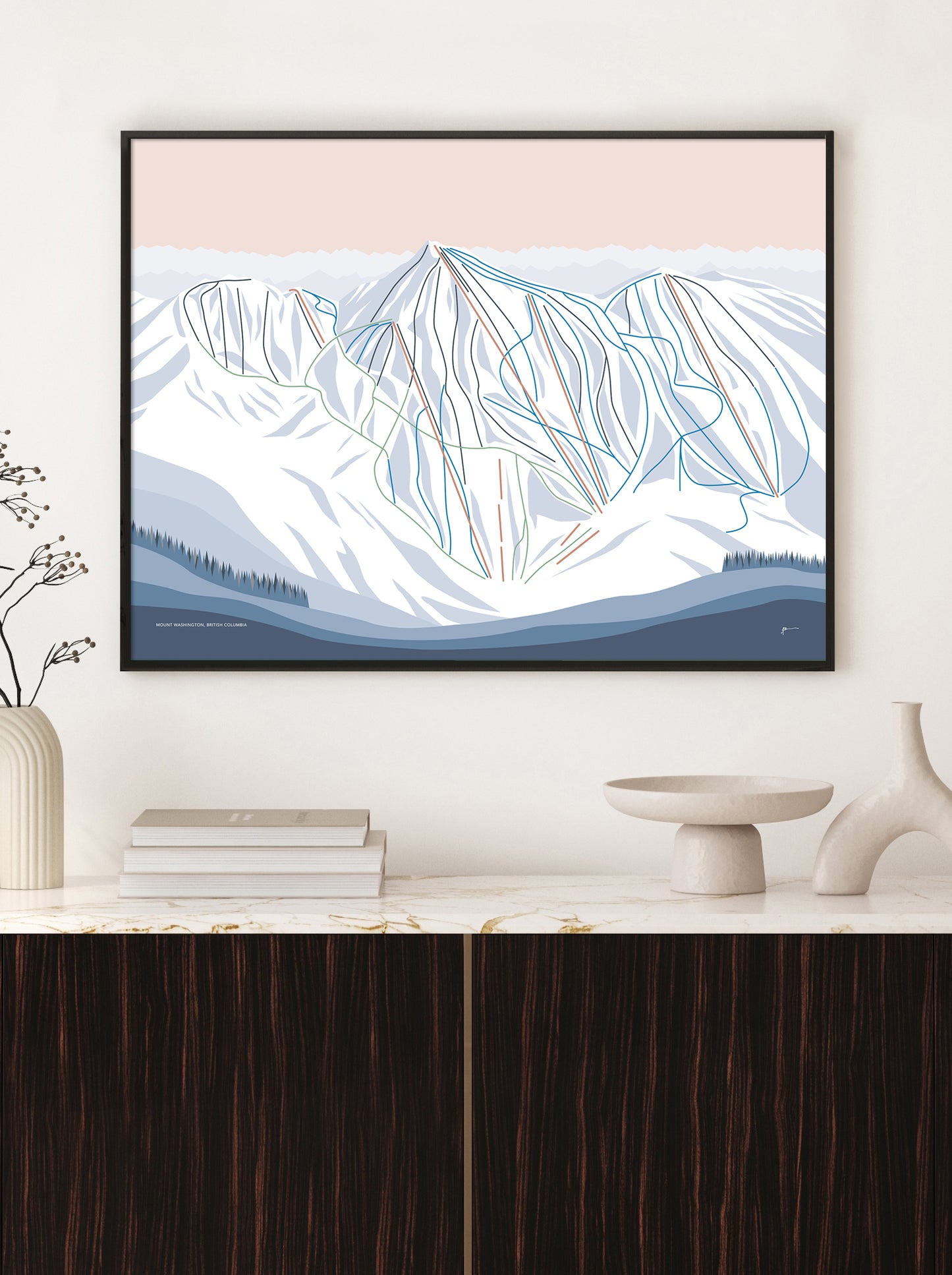 MOUNT WASHINGTON, BC, CANADA Modern Mountain Trail Map Wall Art
