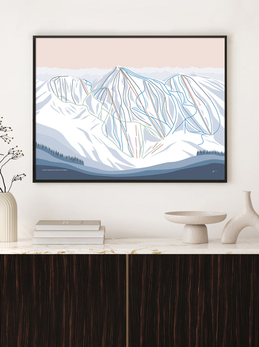 MOUNT WASHINGTON, BC, CANADA Modern Mountain Trail Map Wall Art