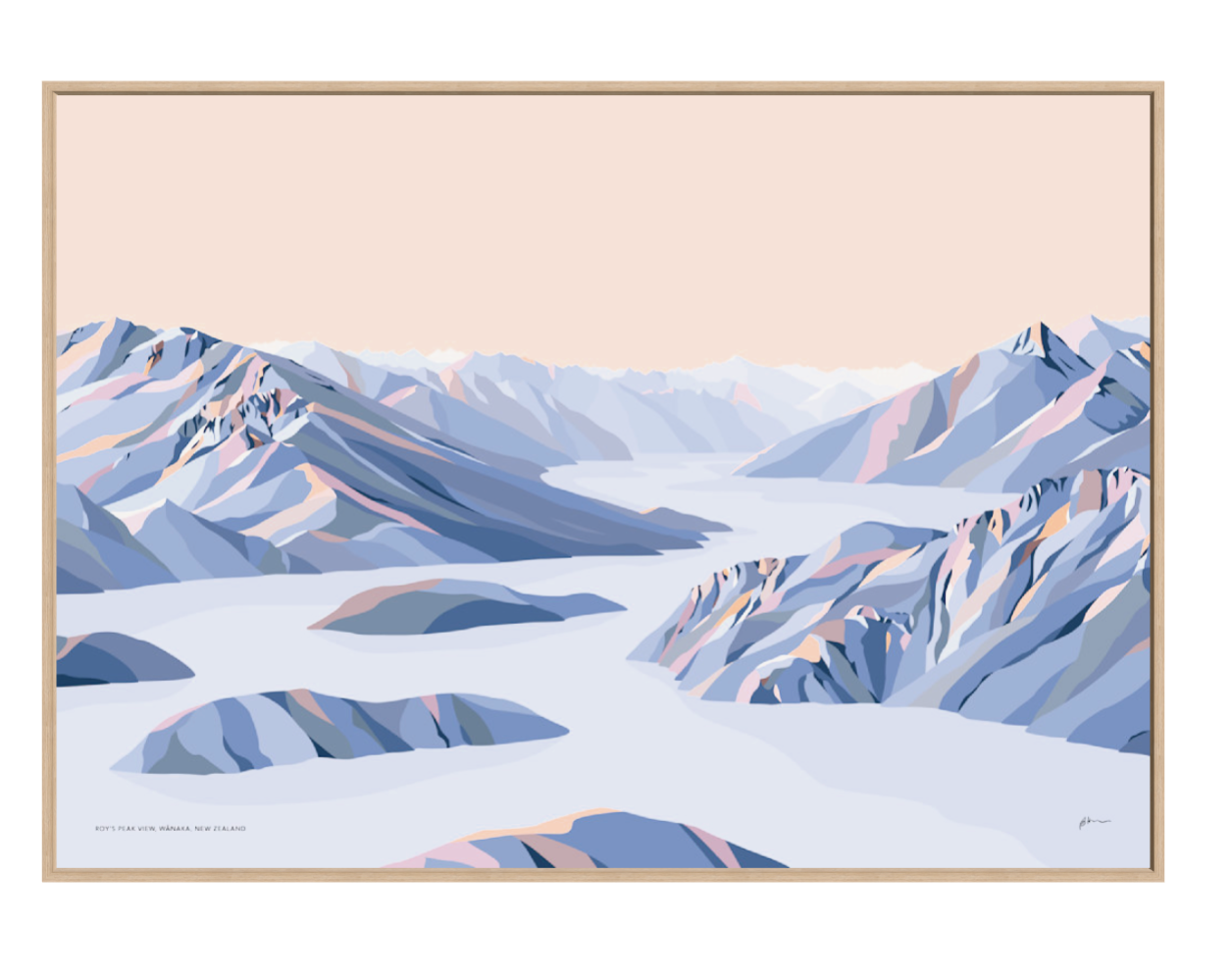 Roy's Peak View, Lake Wānaka, New Zealand Modern Mountain Art Print