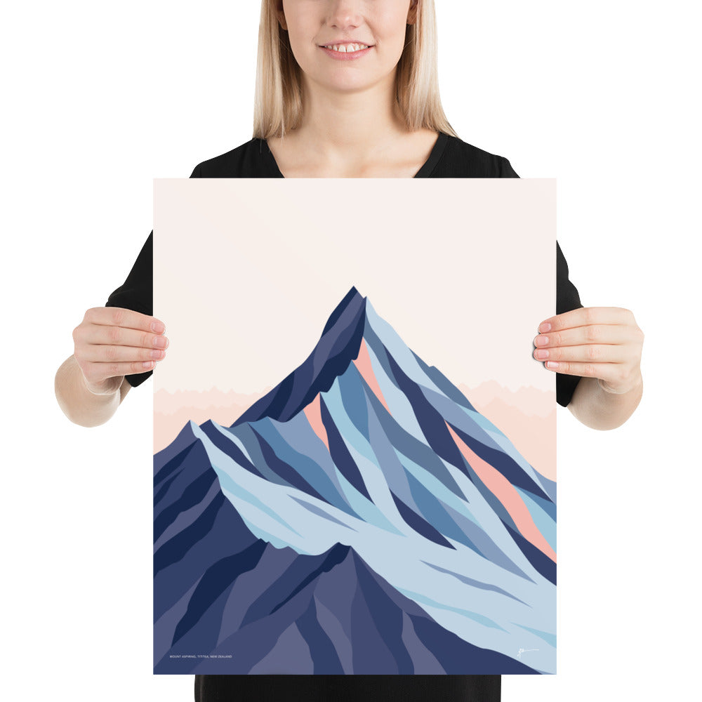 Mt Aspiring, New Zealand. Modern Mountain Landscape Art Print