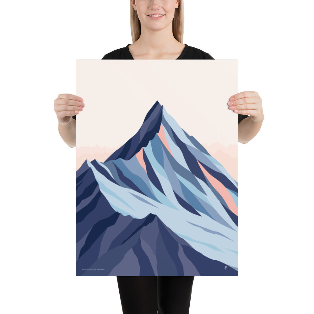 Mt Aspiring, New Zealand. Modern Mountain Landscape Art Print