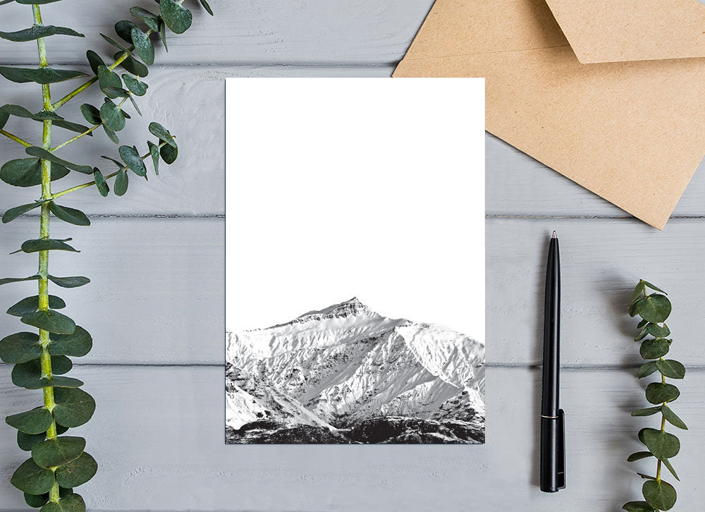 Black Peak Image, Wanaka, New Zealand. Black and White photographic Greeting Card. Wanaka, New Zealand!