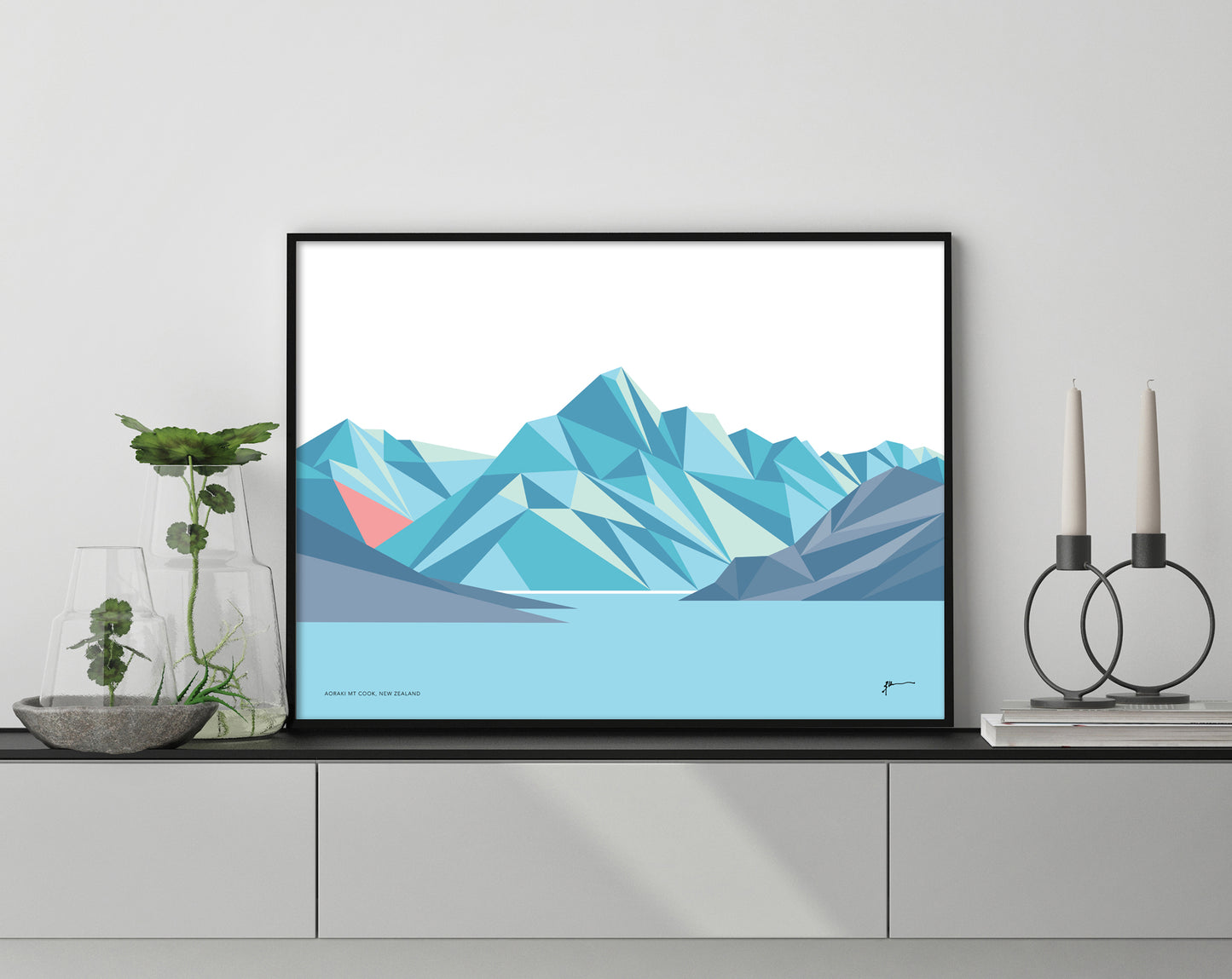 mt cook geometric NZ art print by bridget hall