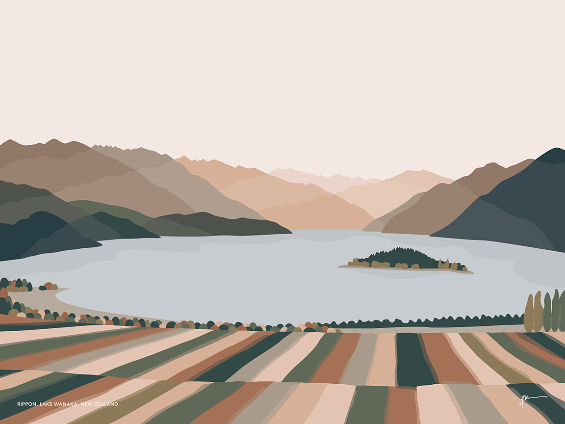 lake and mountain art