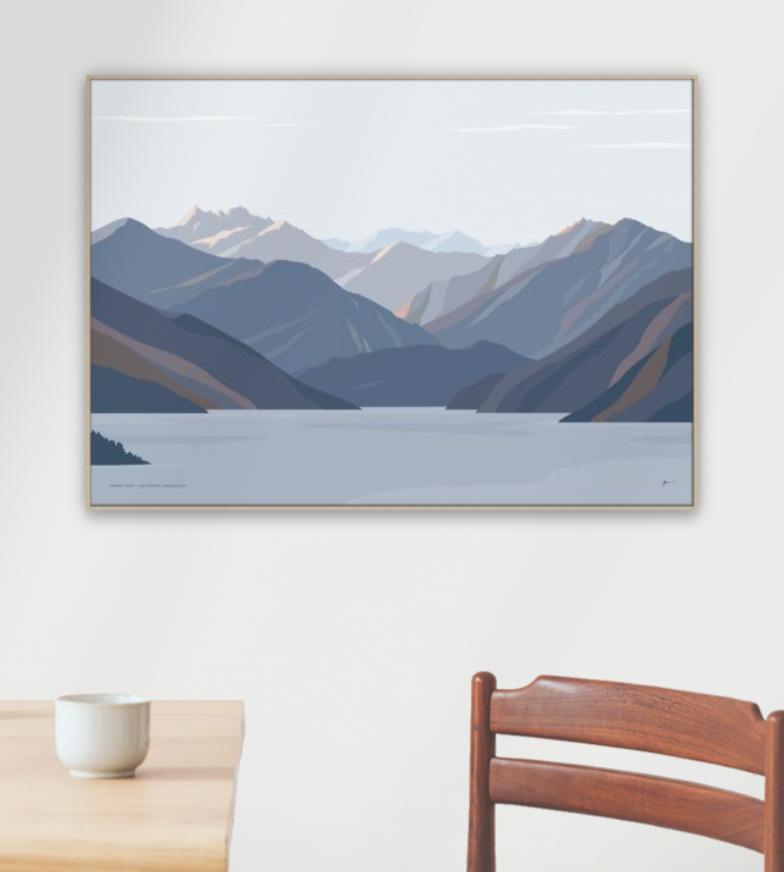 Minaret Peaks, Lake Wānaka, New Zealand Mountain Art Print