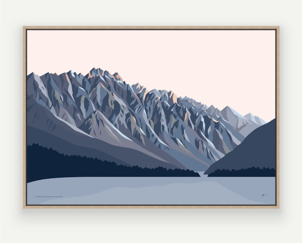 Remarkables Mountains Twilight, Queenstown, New Zealand Art Print