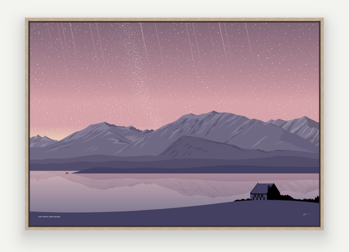 Lake Tekapo Night Sky, New Zealand Art Print