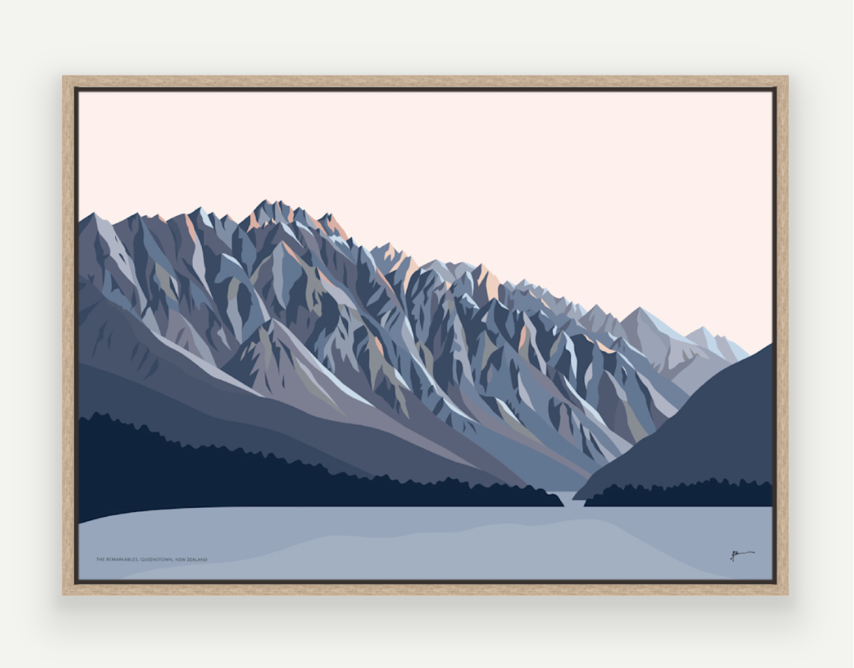 Remarkables Mountains Twilight, Queenstown, New Zealand Art Print