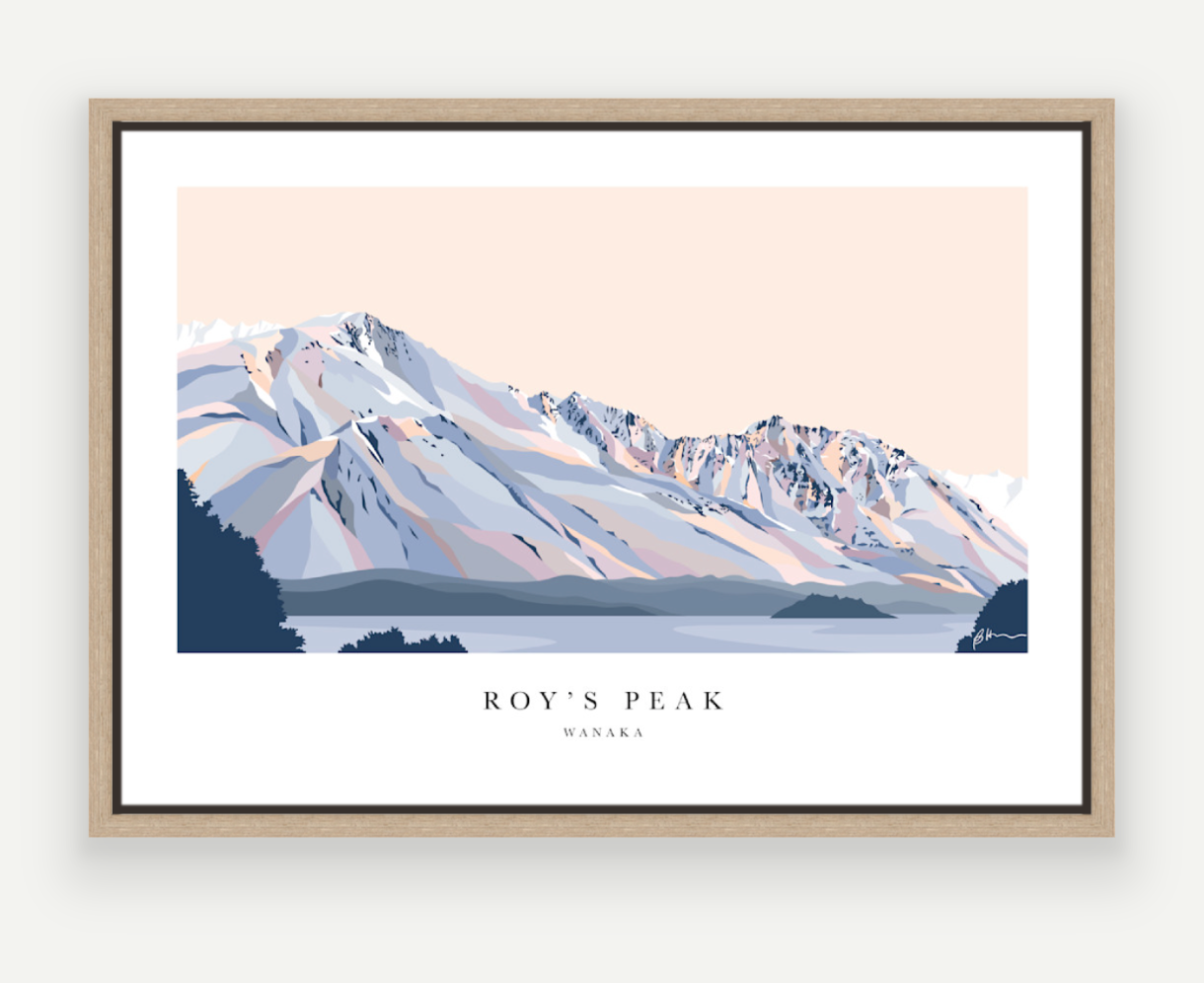 Roy's Peak Hike, Lake Wānaka, New Zealand Modern Mountain Art Print