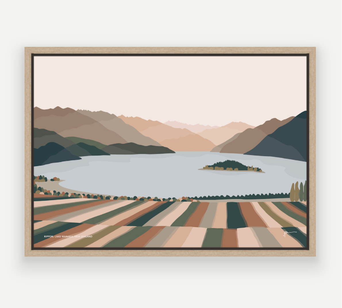 Rippon Vineyard, Lake Wanaka, New Zealand. Contemporary Mountain Landscape Art Print