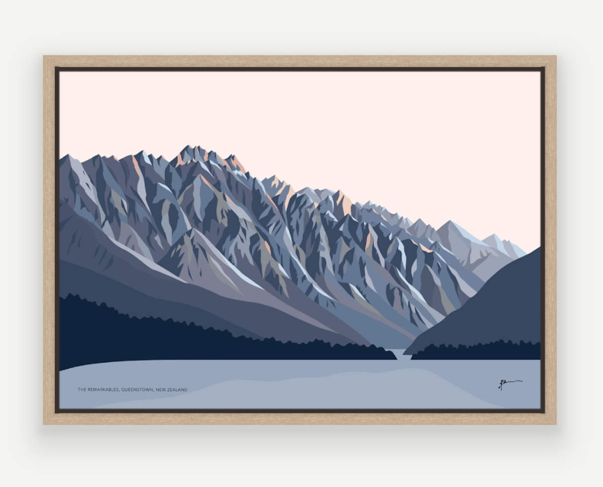 Remarkables Mountains Twilight, Queenstown, New Zealand Art Print