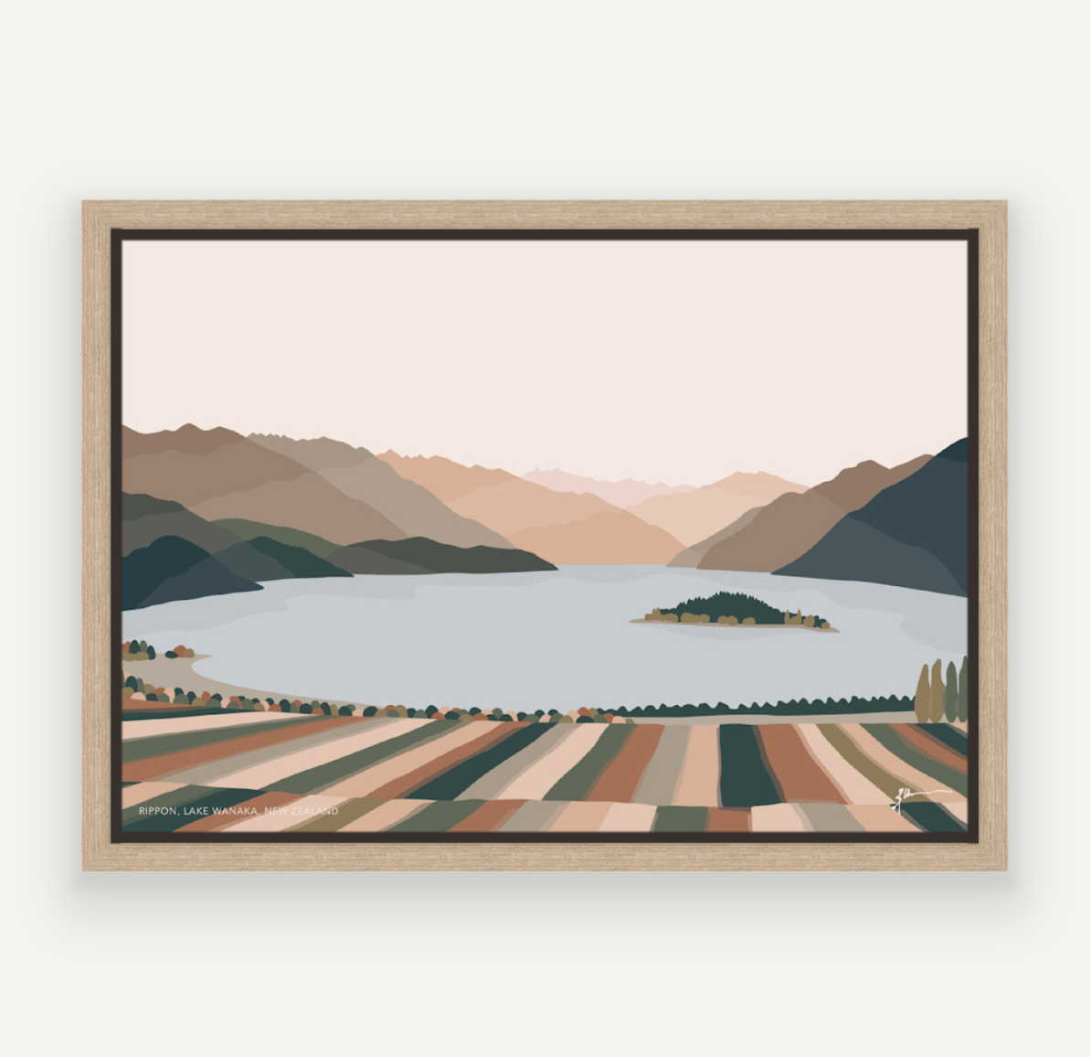 Rippon Vineyard, Lake Wanaka, New Zealand. Contemporary Mountain Landscape Art Print