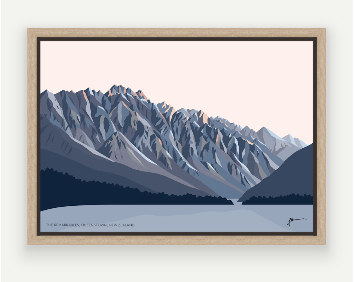 Remarkables Mountains Twilight, Queenstown, New Zealand Art Print