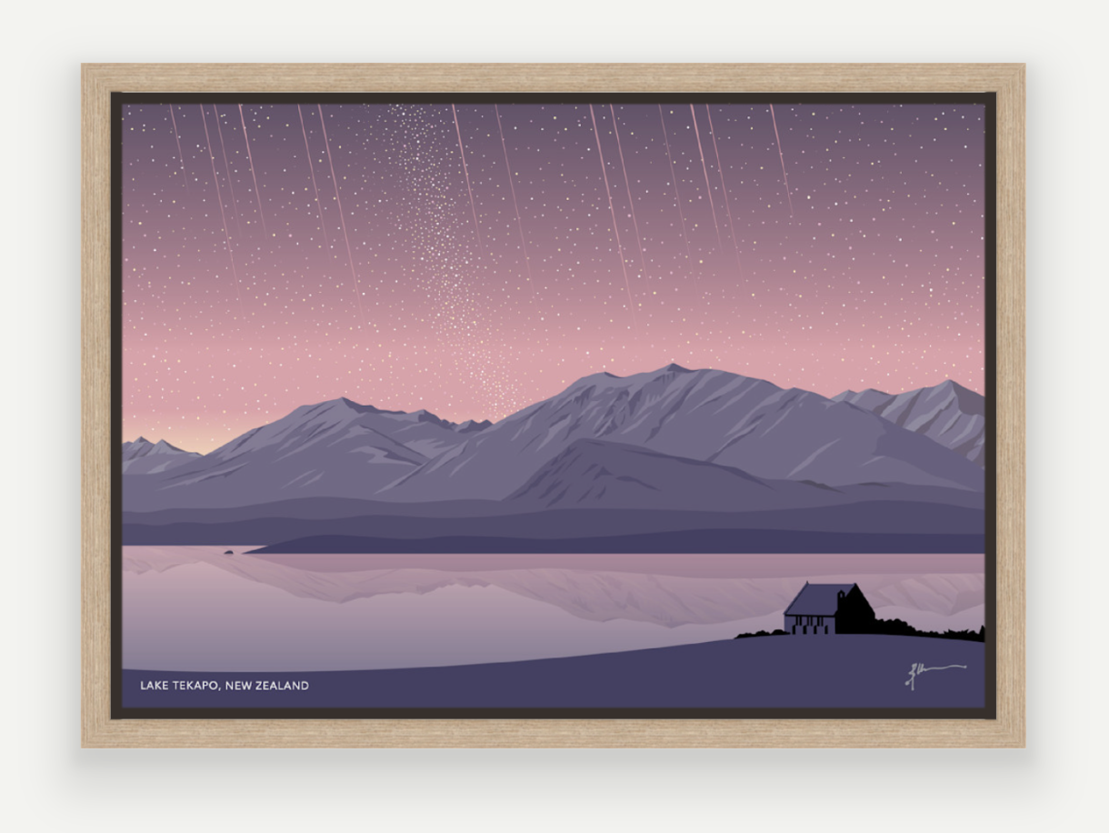 Lake Tekapo Night Sky, New Zealand Art Print