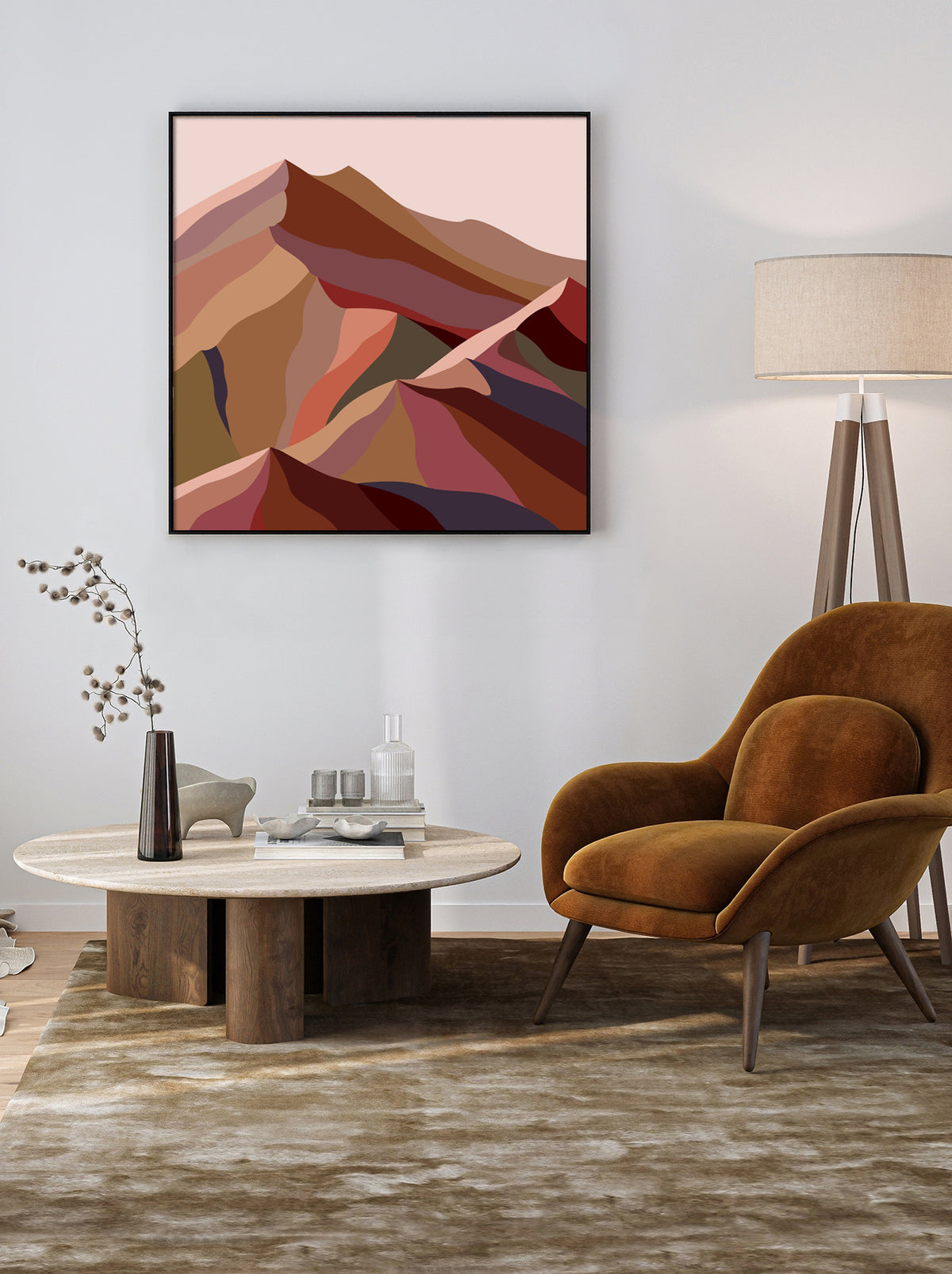 Maude 2, Abstract Mountain Float Frame Canvas Art Print