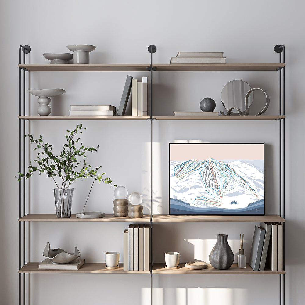 BROMONT, QUEBEC. Modern Mountain Trail Map Wall Art Print