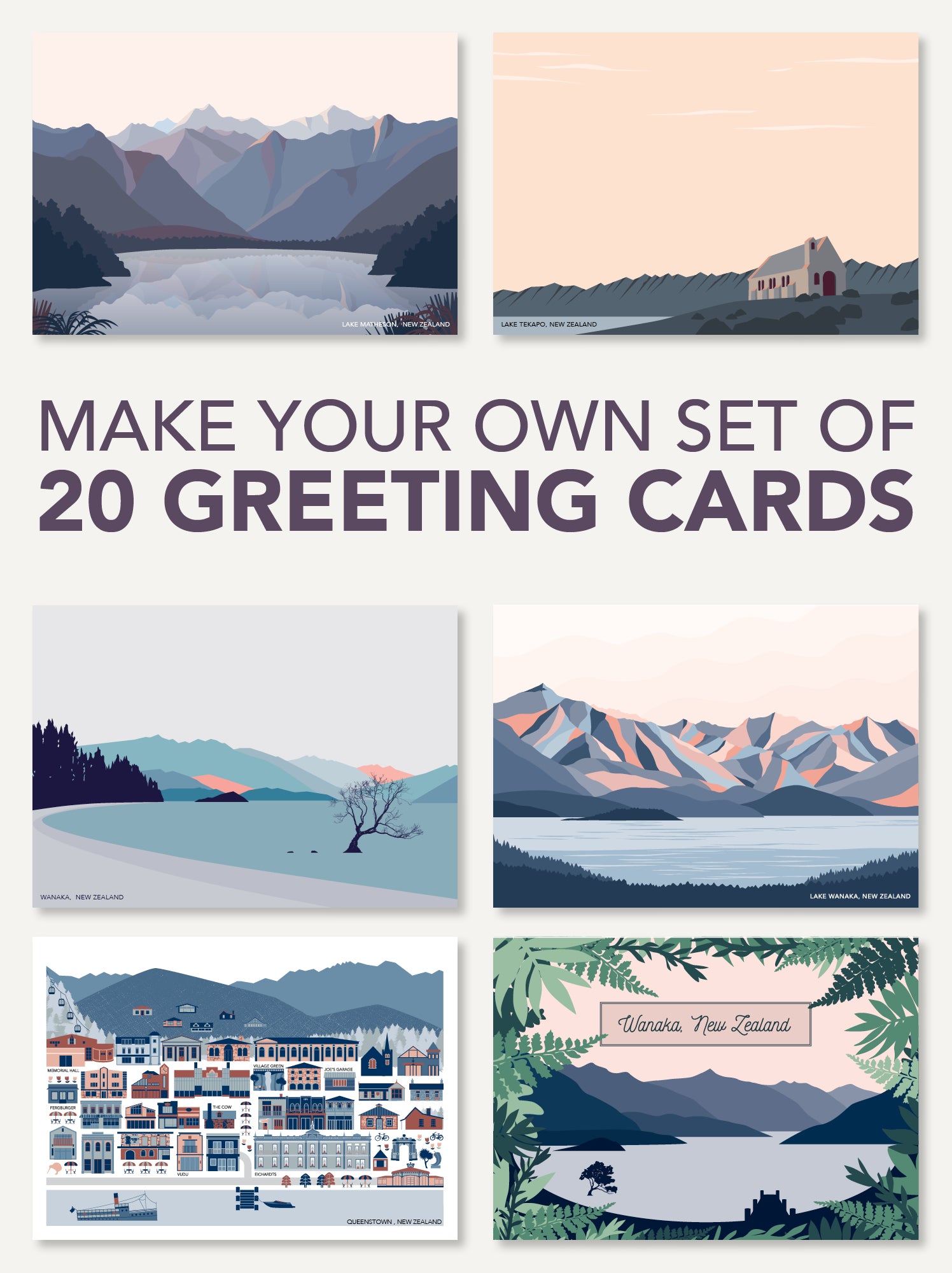 modern nz landscape greeting cards