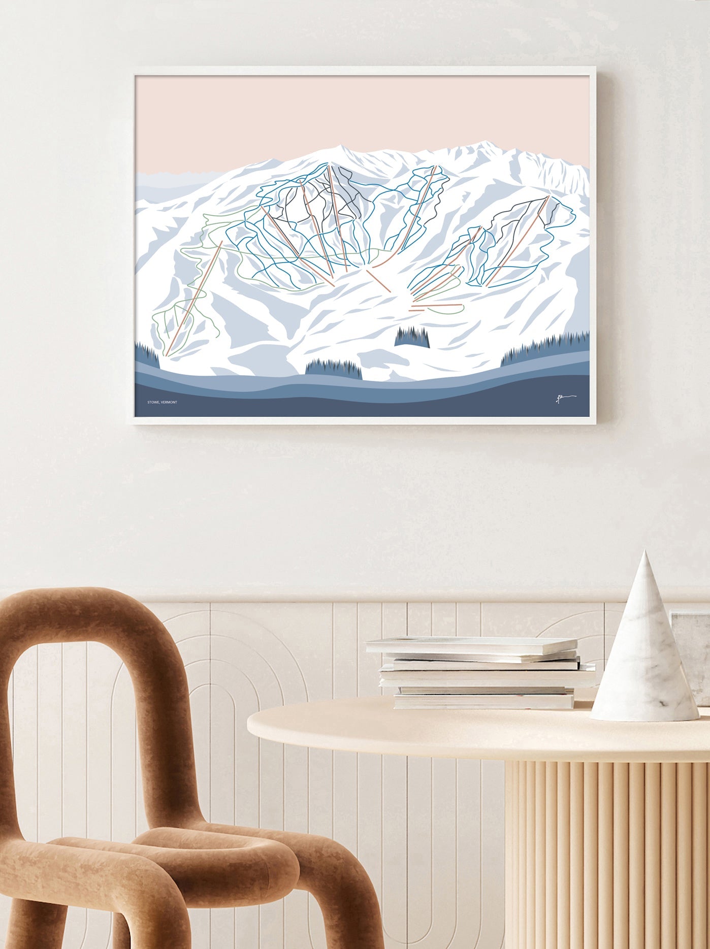 KIRKWOOD. Modern Mountain Trail Map Wall Art