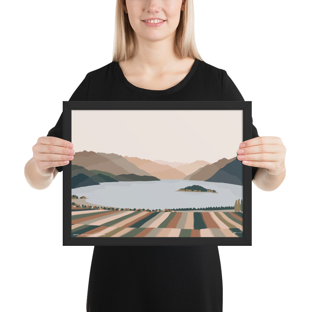 Rippon Vineyard, Lake Wanaka, New Zealand. Contemporary Mountain Landscape Art Print