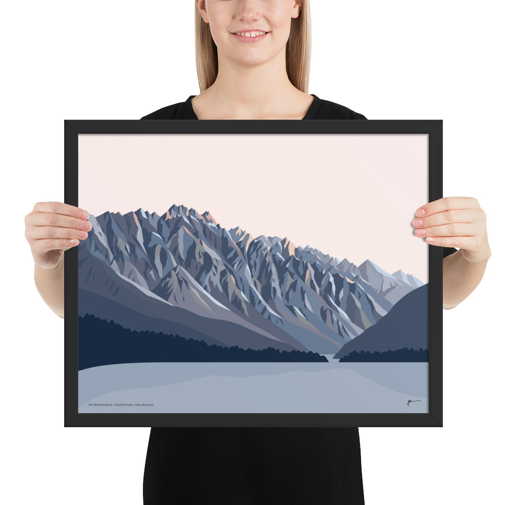 Remarkables Mountains Twilight, Queenstown, New Zealand Art Print