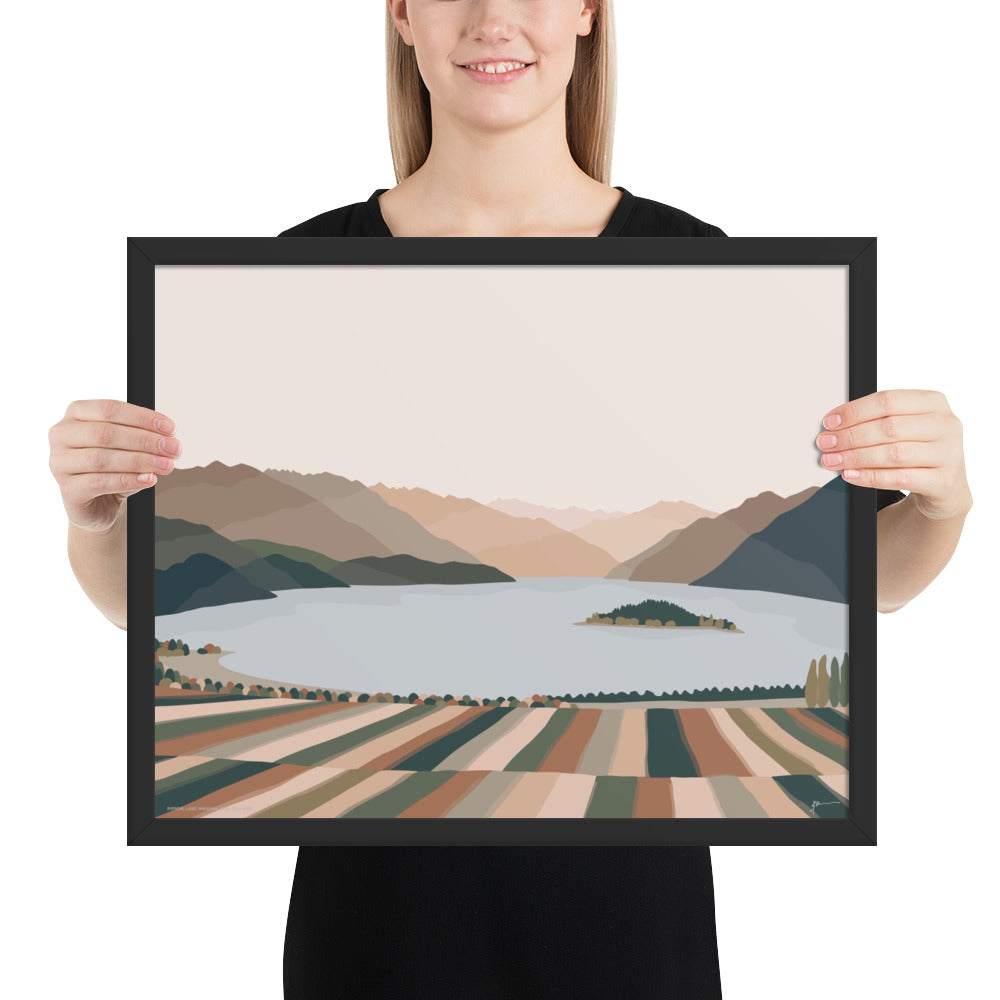 Rippon Vineyard, Lake Wanaka, New Zealand. Contemporary Mountain Landscape Art Print