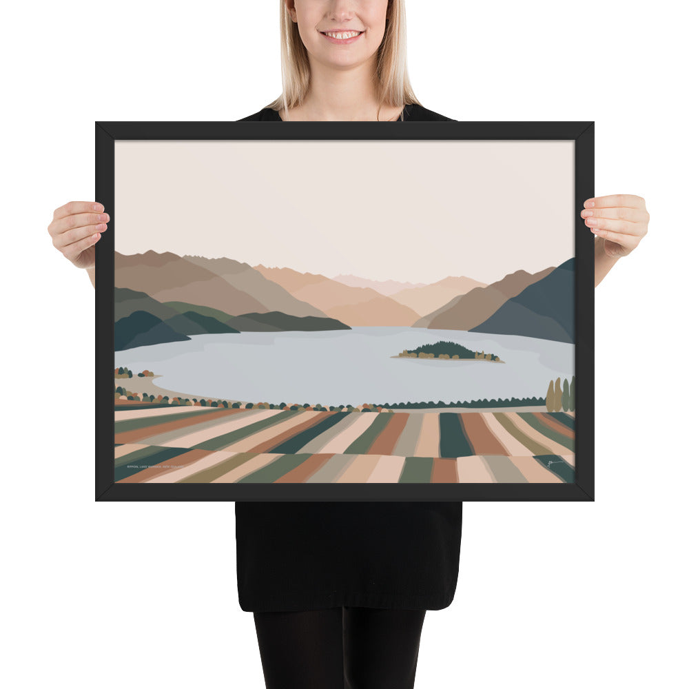 Rippon Vineyard, Lake Wanaka, New Zealand. Contemporary Mountain Landscape Art Print