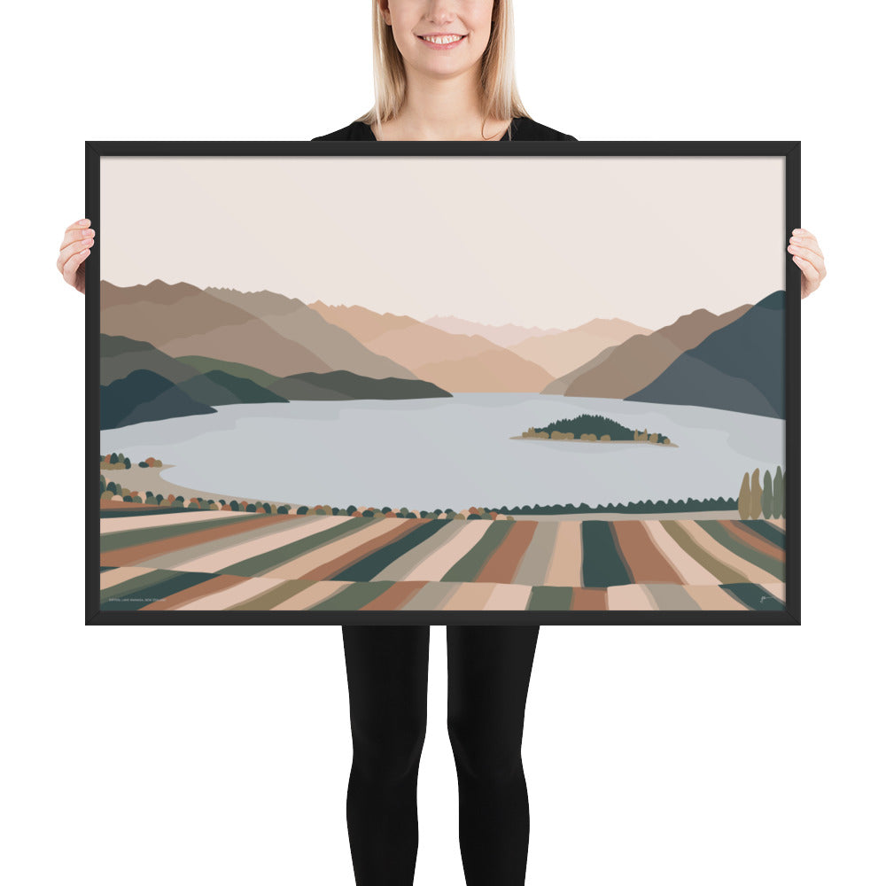 Rippon Vineyard, Lake Wanaka, New Zealand. Contemporary Mountain Landscape Art Print