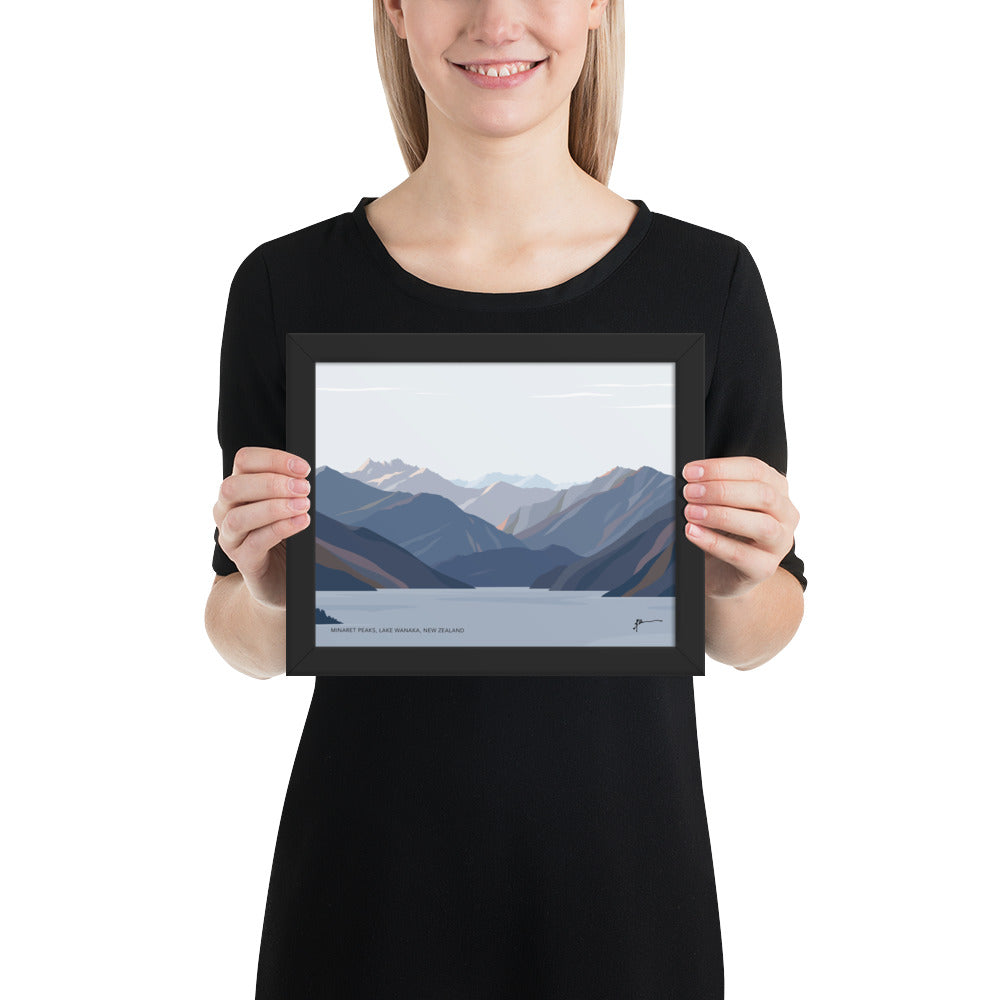 Minaret Peaks, Lake Wānaka, New Zealand Mountain Art Print