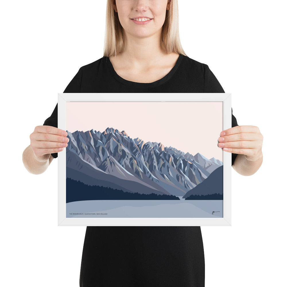 Remarkables Mountains Twilight, Queenstown, New Zealand Art Print