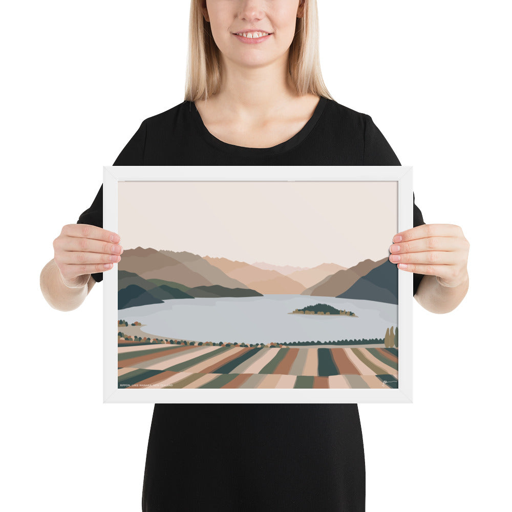 Rippon Vineyard, Lake Wanaka, New Zealand. Contemporary Mountain Landscape Art Print