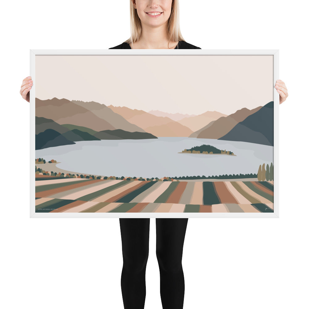 Rippon Vineyard, Lake Wanaka, New Zealand. Contemporary Mountain Landscape Art Print