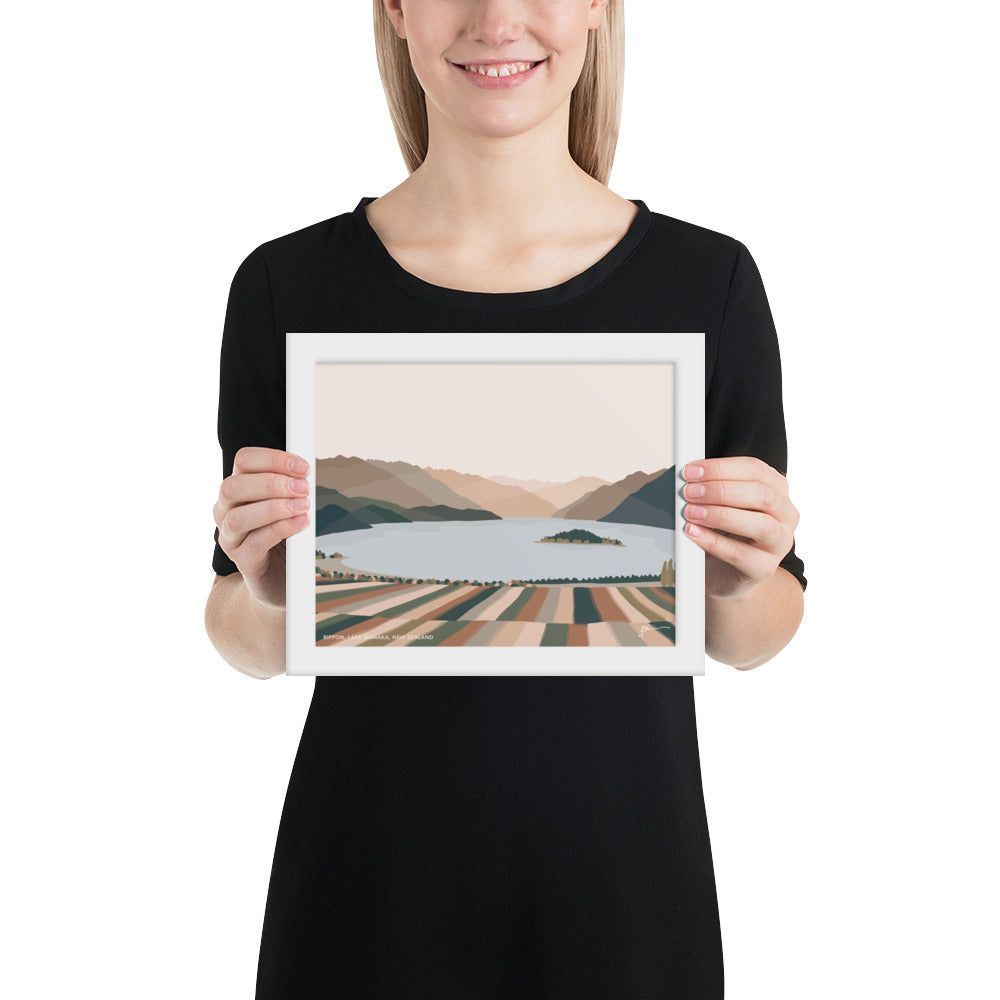 Rippon Vineyard, Lake Wanaka, New Zealand. Contemporary Mountain Landscape Art Print