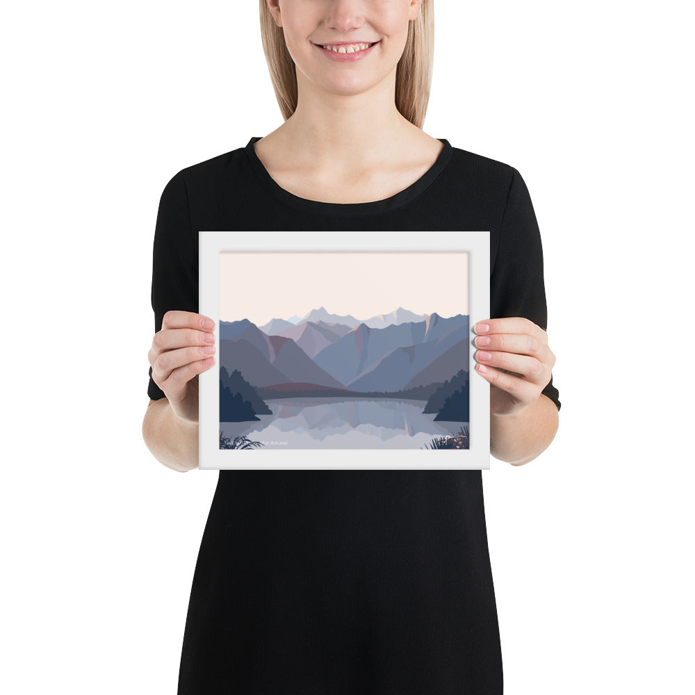 Lake Matheson Aoraki Mt Cook Reflection, West Coast, New Zealand Mountain Art Print