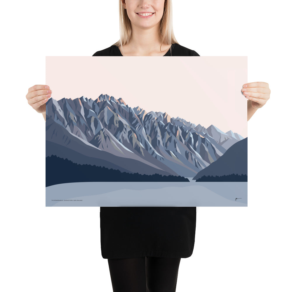 Remarkables Mountains Twilight, Queenstown, New Zealand Art Print