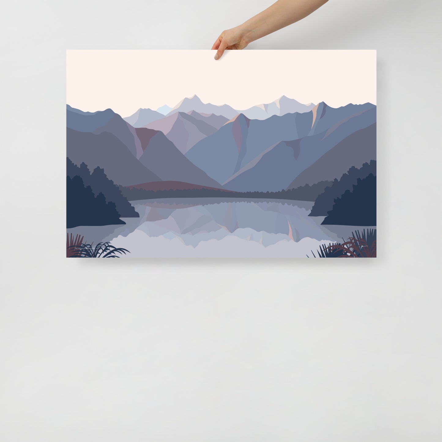 Lake Matheson Aoraki Mt Cook Reflection, West Coast, New Zealand Mountain Art Print