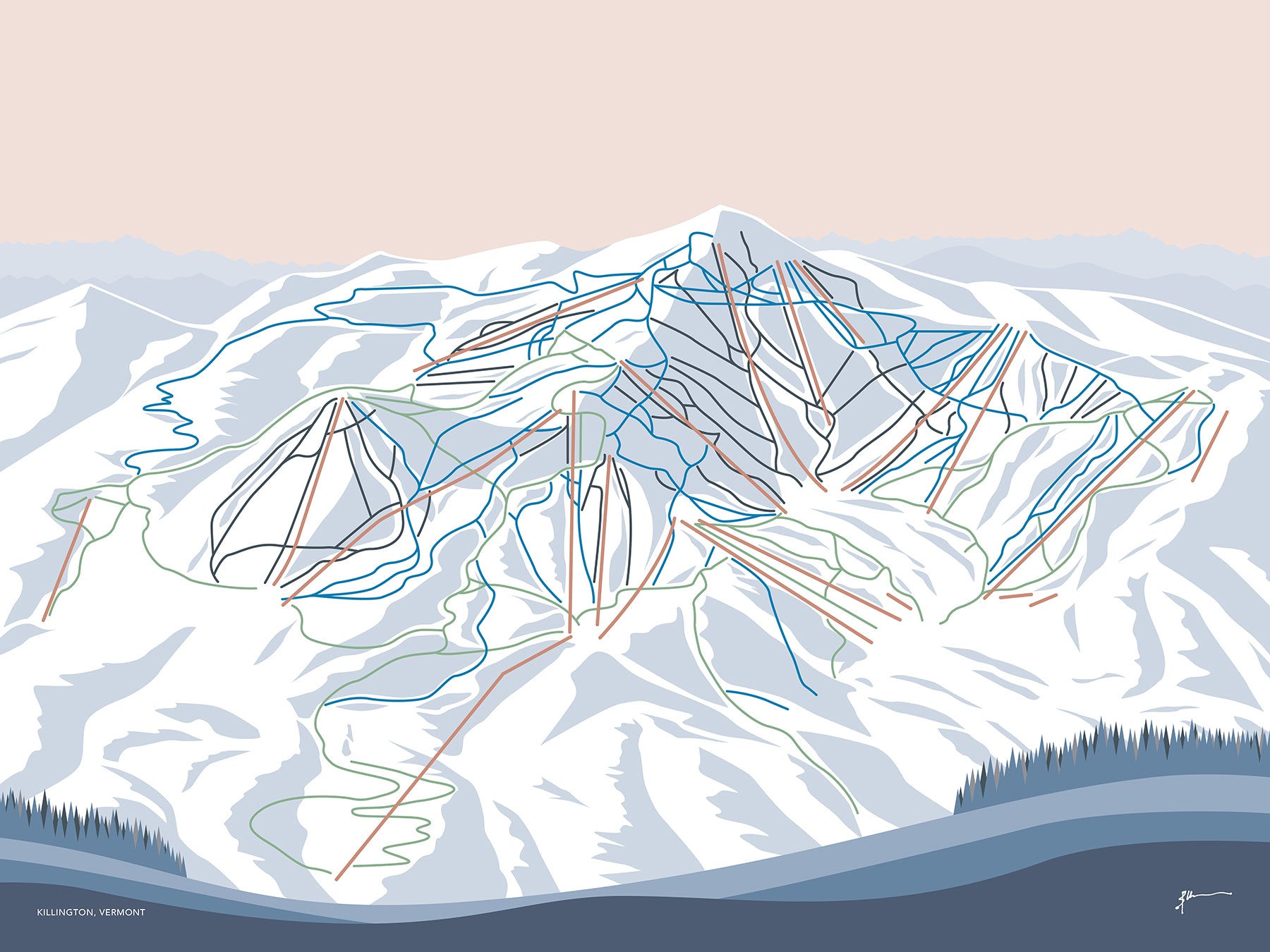 killington trail map poster