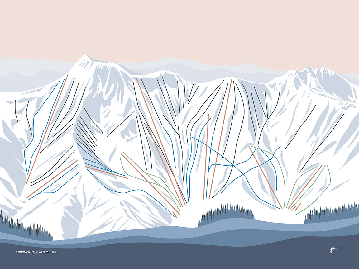 KIRKWOOD MOUNTAIN TRAIL MAP ART