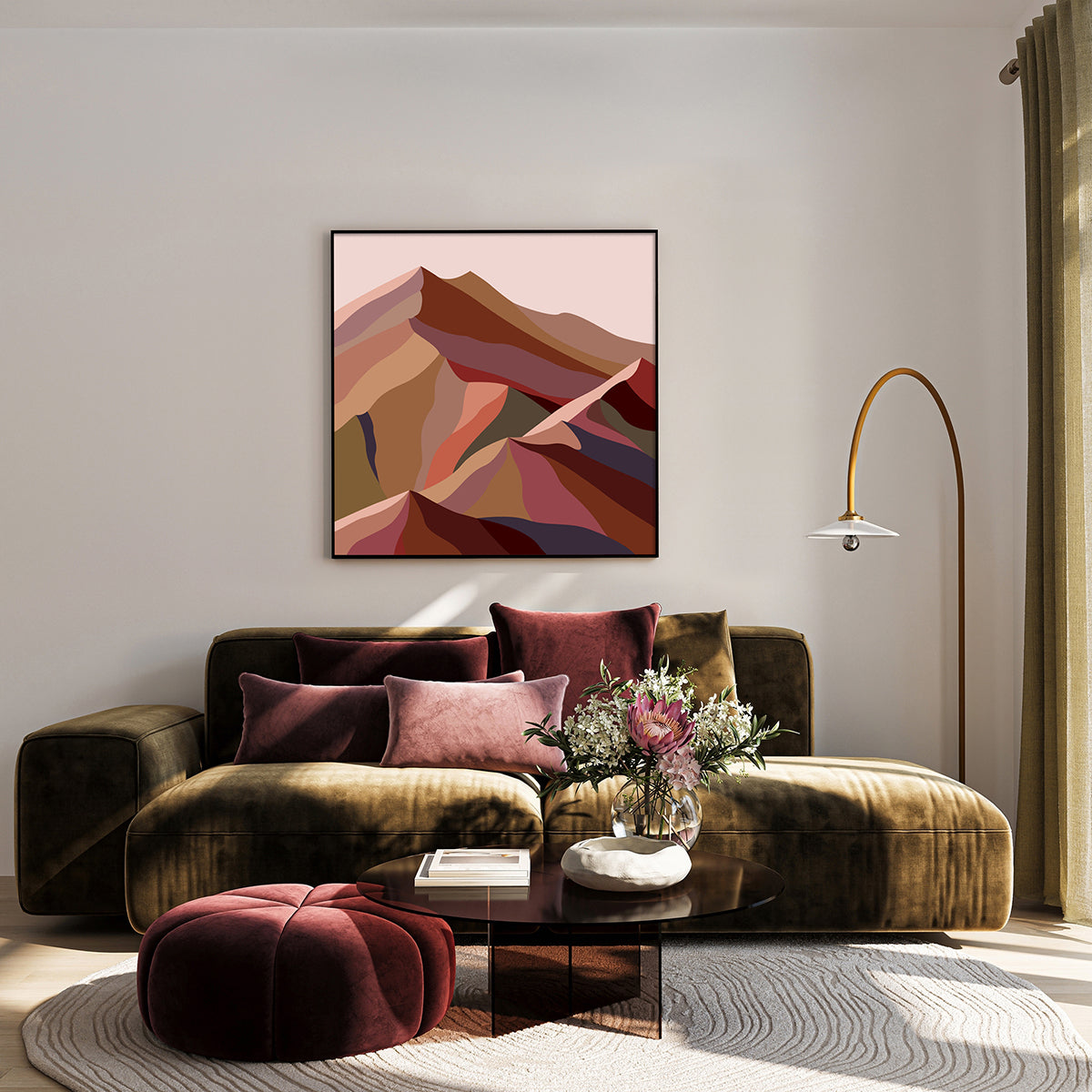 Maude 2, Abstract Mountain Float Frame Canvas Art Print