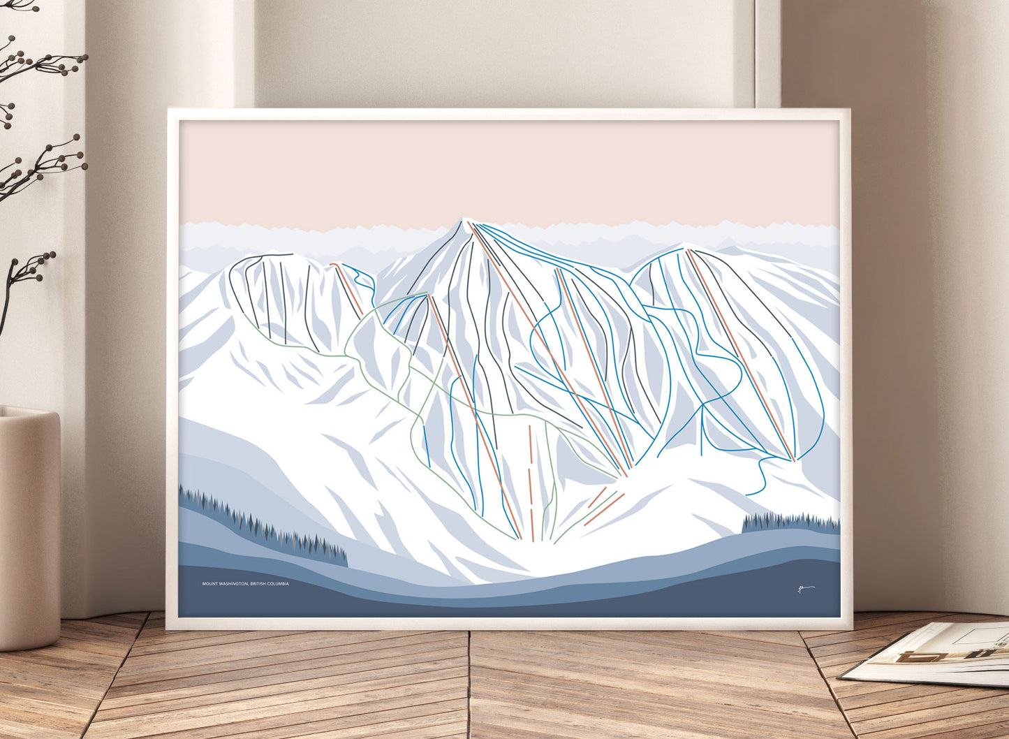 MOUNT WASHINGTON, BC, CANADA Modern Mountain Trail Map Wall Art