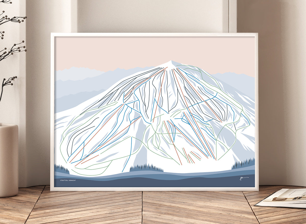 Stratton Mountain Resort, Vermont. Trail Map Art Print