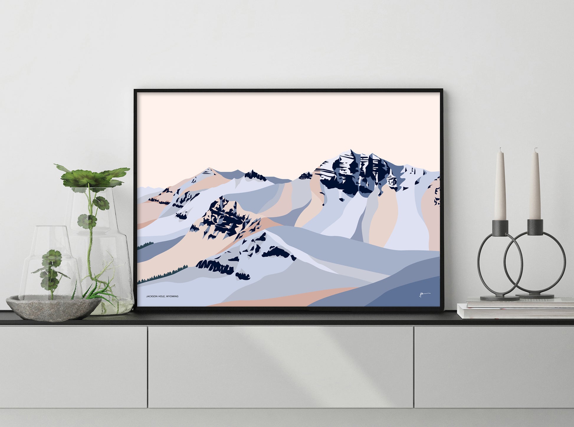 jackson hole ski art modern mountain print
