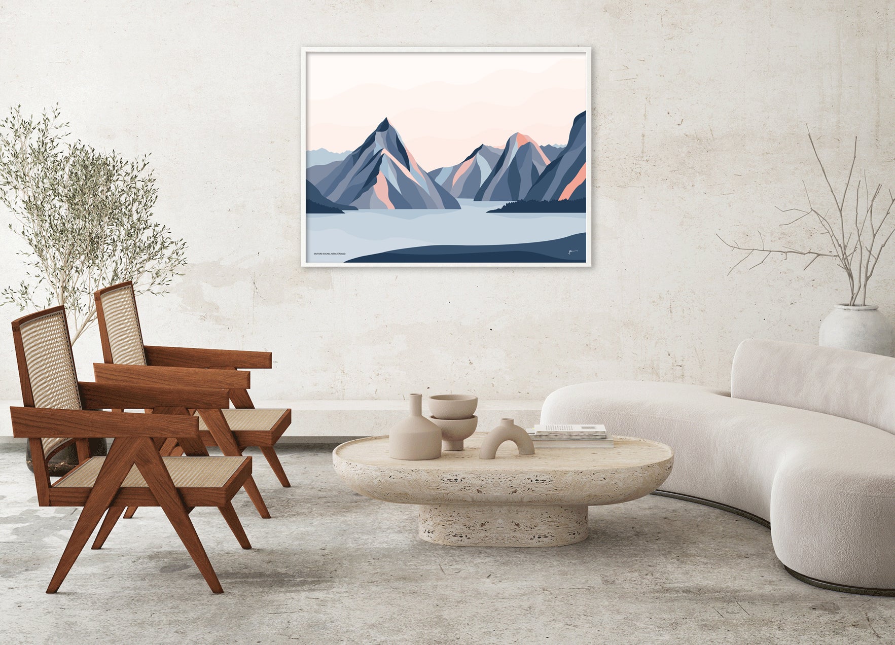 modern mountain art print milford nz