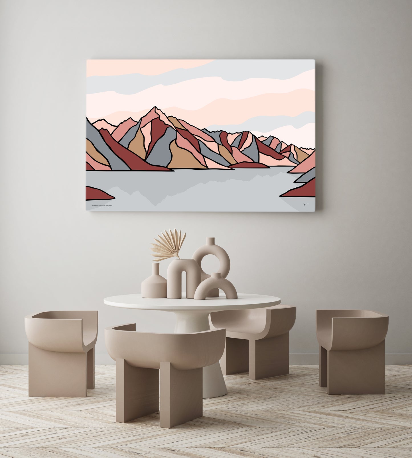 Queenstown View, Lake Wakatipu, Cecil and Walter Peak. New Zealand. Contemporary Mountain Landscape Art Print