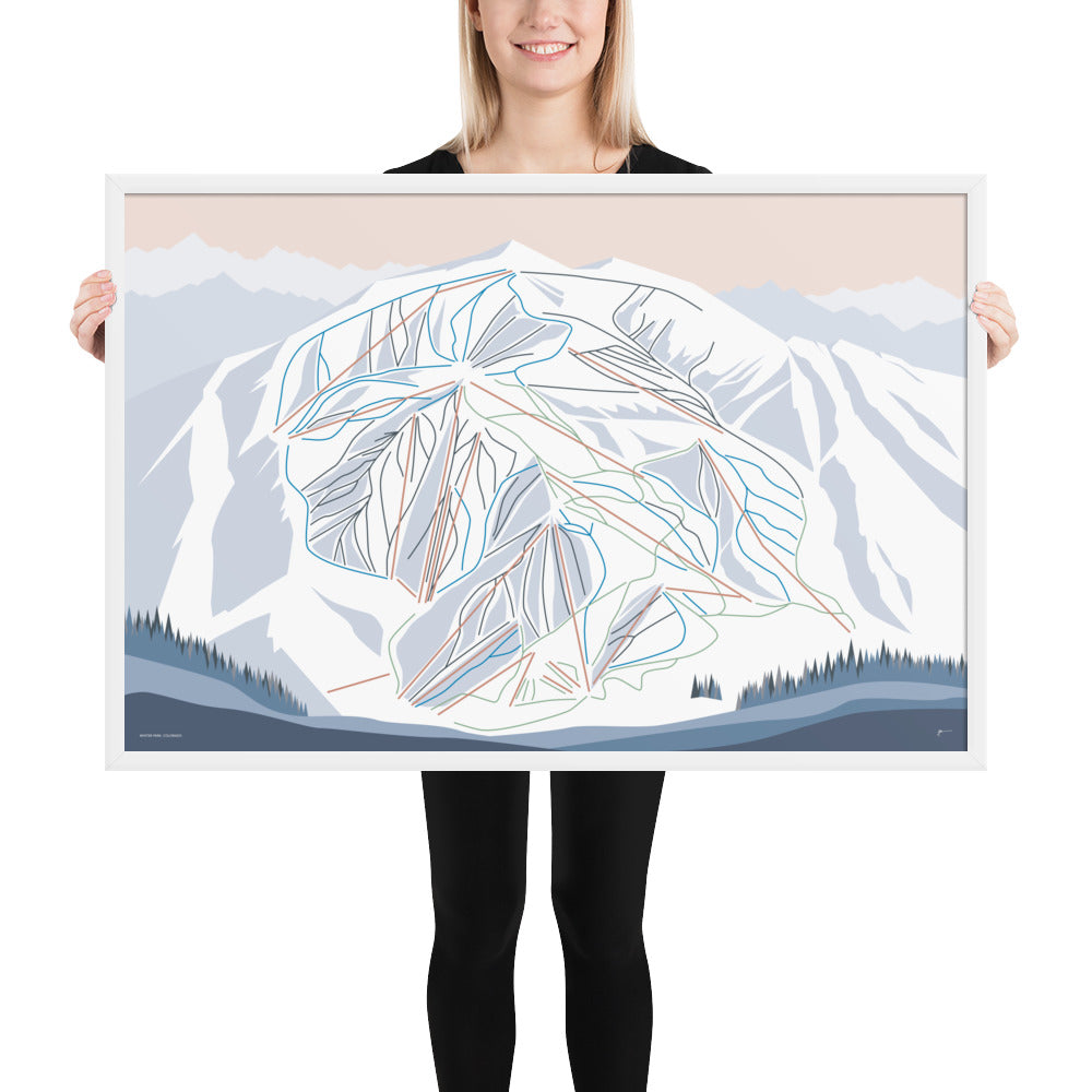 WINTER PARK, Colorado. Modern Mountain Trail Map Wall Art Print