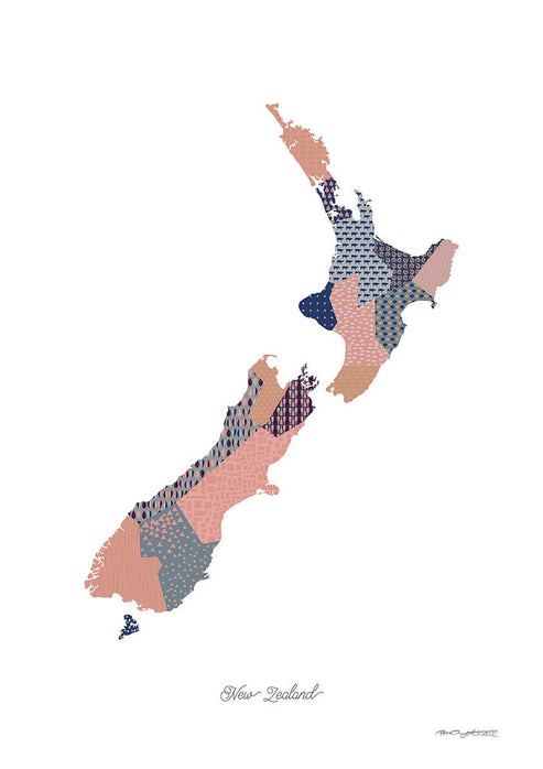 Map of New Zealand Modern Art Print – Bridget Hall Design