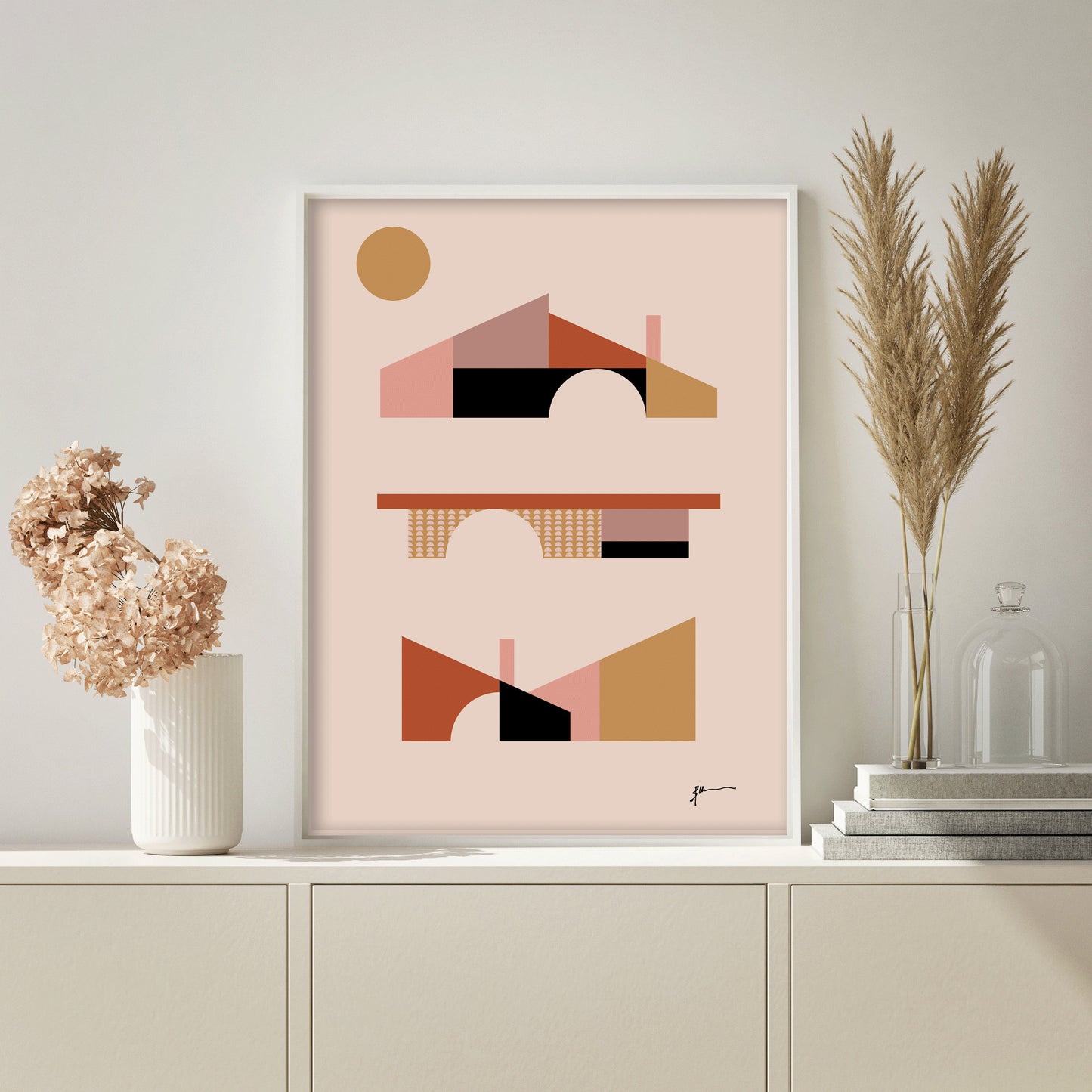 Mid Century Modern Abstract Architecture Wall Art Print